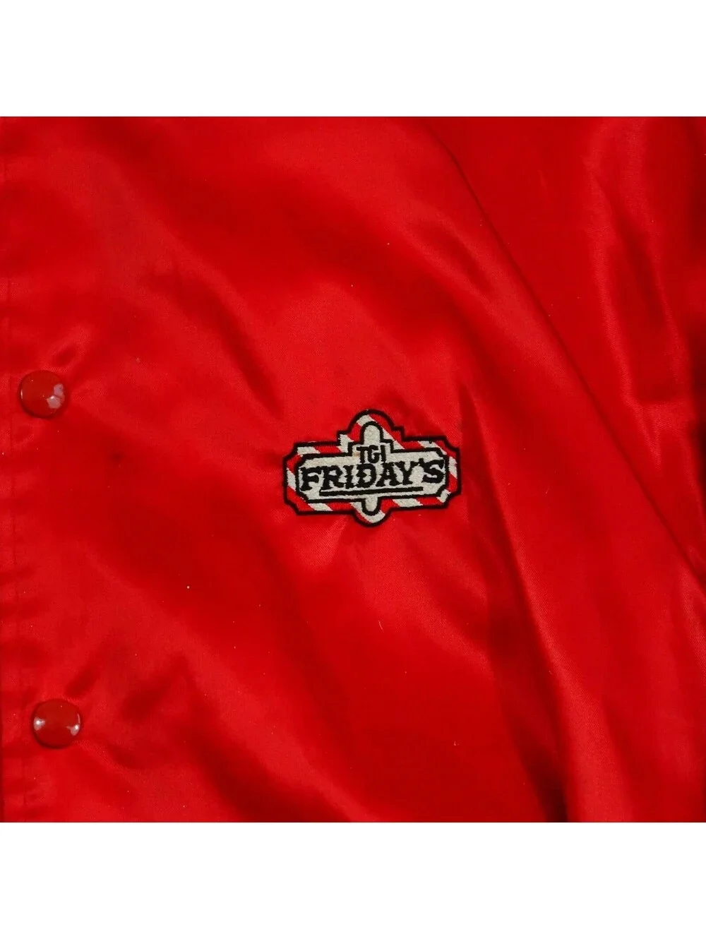 Vintage 80s Red Lightweight Jacket TGI Friday's Nylon Shell Acoba Lining